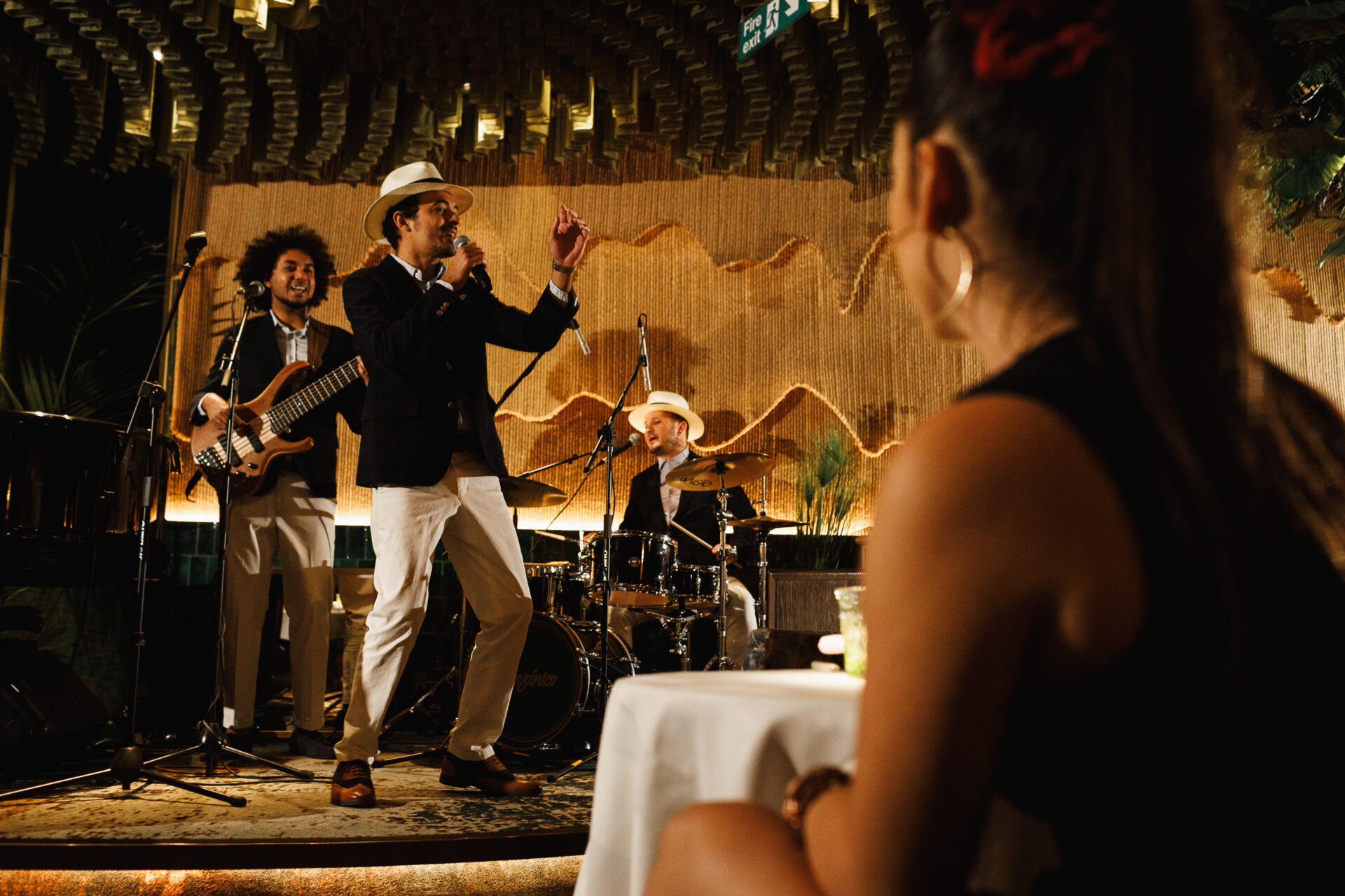 Bossa Nova Live band playing win front of customers